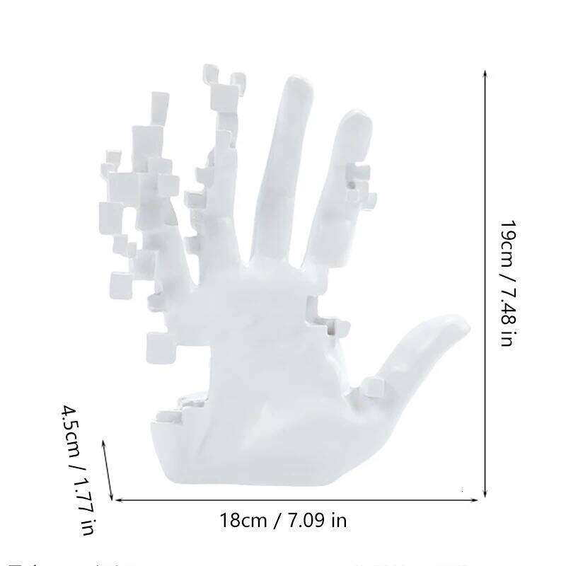 Pixel Mosaic Palm Resin Decoration Handicraft Science Fiction Art White Simulation Living Room Desktop Ornament S260204 3c0