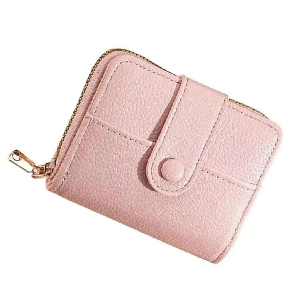 Fashion Elegant Women Short Wallet Pu Leather Zipper Business Purse Solid Color Lychee Pattern Bank/ID/Credit Card Holder Woman Y260206