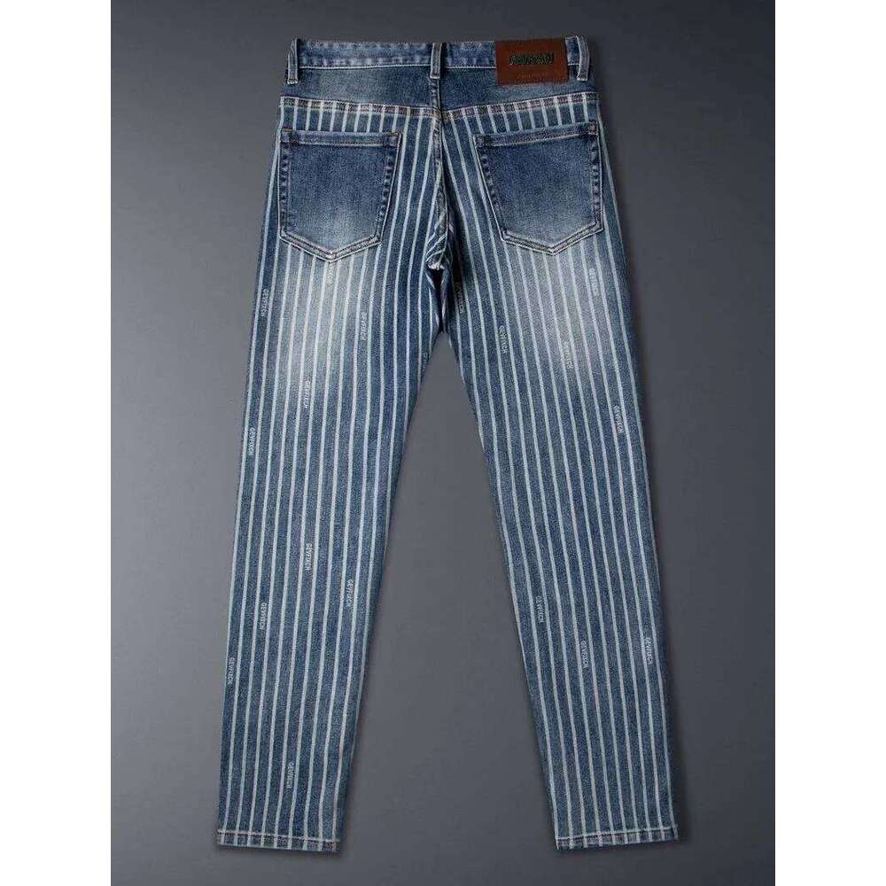Autumn and Spring Fashion American Vintage Straight-leg Striped Jeans Men's Casual Comfortable Sports High-quality Denim Pants X260207