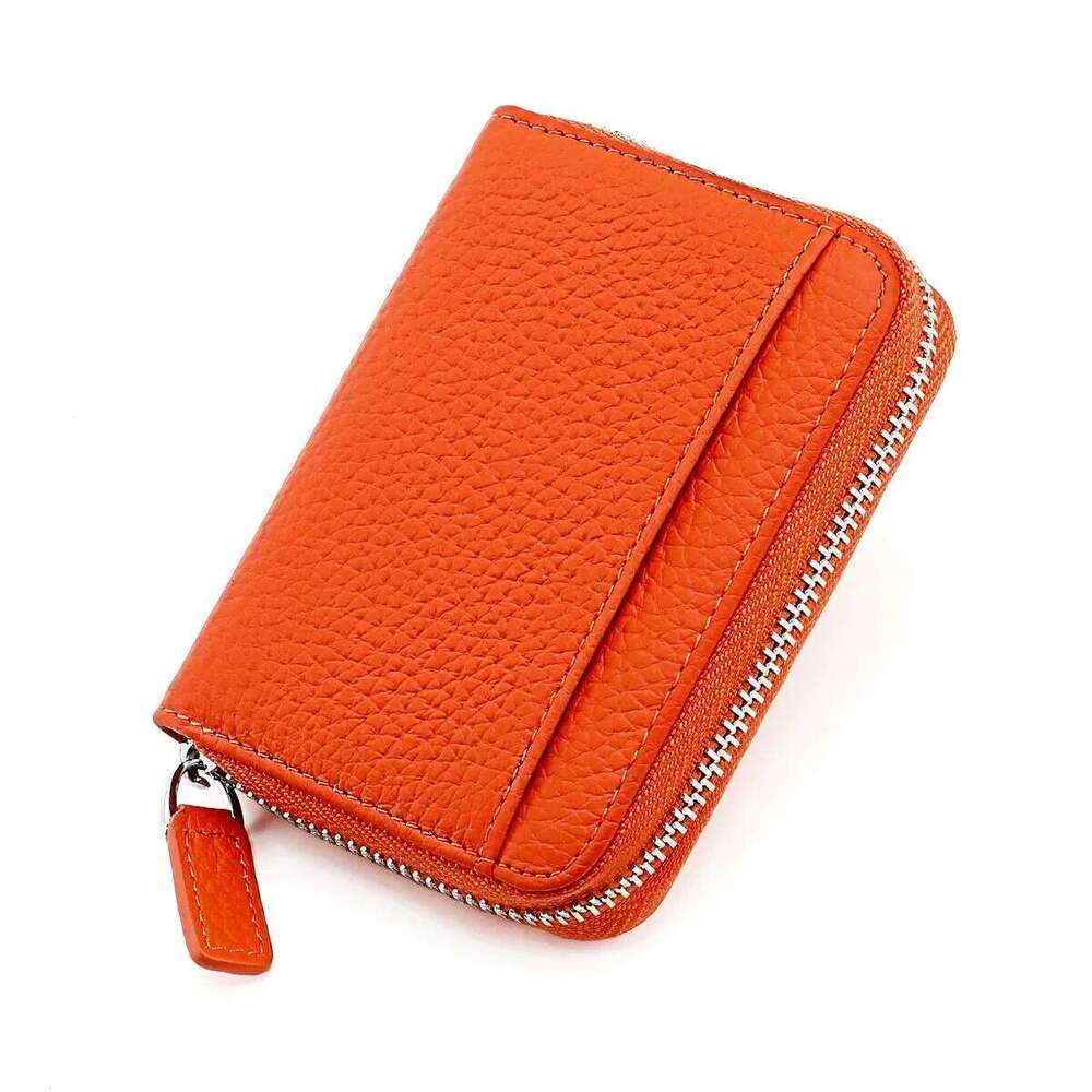 Leather RFID Holder Luxury Women's Zipper Change Pouch for Female Credit ID Bank Card Wallet Woman Coin Purse Y260206