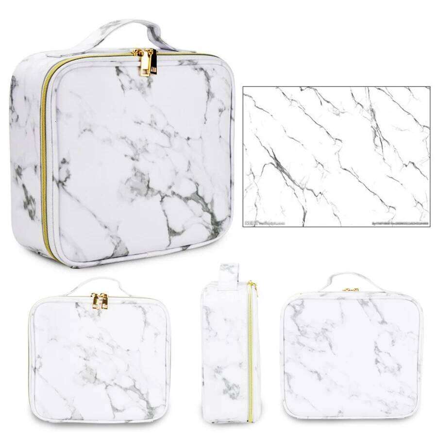 Marble Waterproof PU Cosmetic Storage Professional Handbag Travel Desktop Organizer Toiletry Makeup Bag Y260206