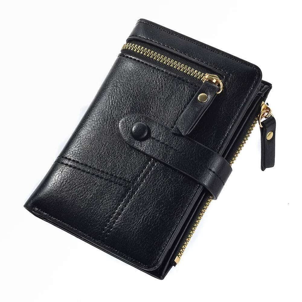 New Ladies Europe and America High Quality PU Leather Short Folding Purse Vertical Double Zipper Fashion Women's Wallet Y260206