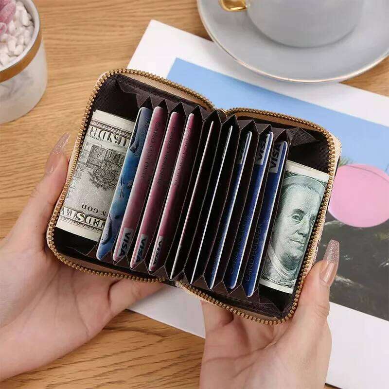 Leopard print short wallet, zipper coin bag, women's PU pickup bag Y260206