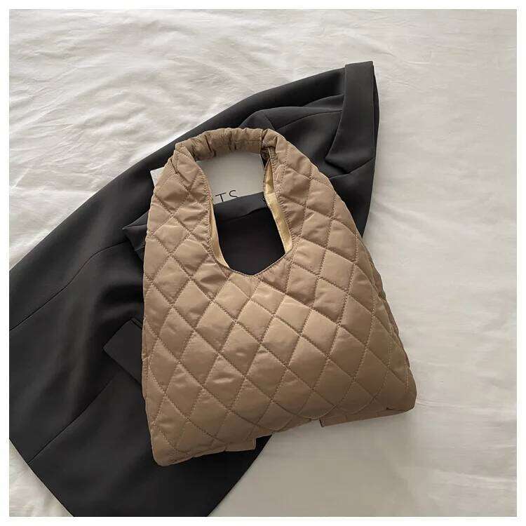 Simple Quilted Design Women's Shoulder Bags Bow Solid Color Ladies Underarm Vest Bag Large Capacity Female Casual Tote Handbags Y260205