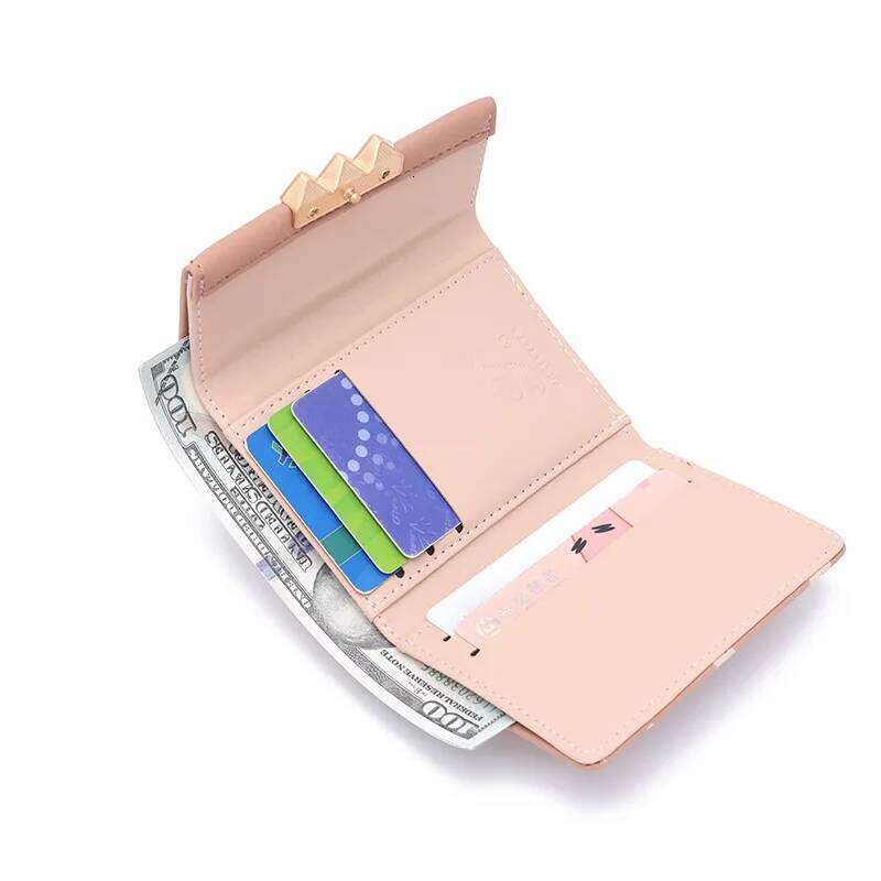 Autumn winter new women's short wallet Korean PU high texture iron frame printed small square bag simple and versatile stude Y260206