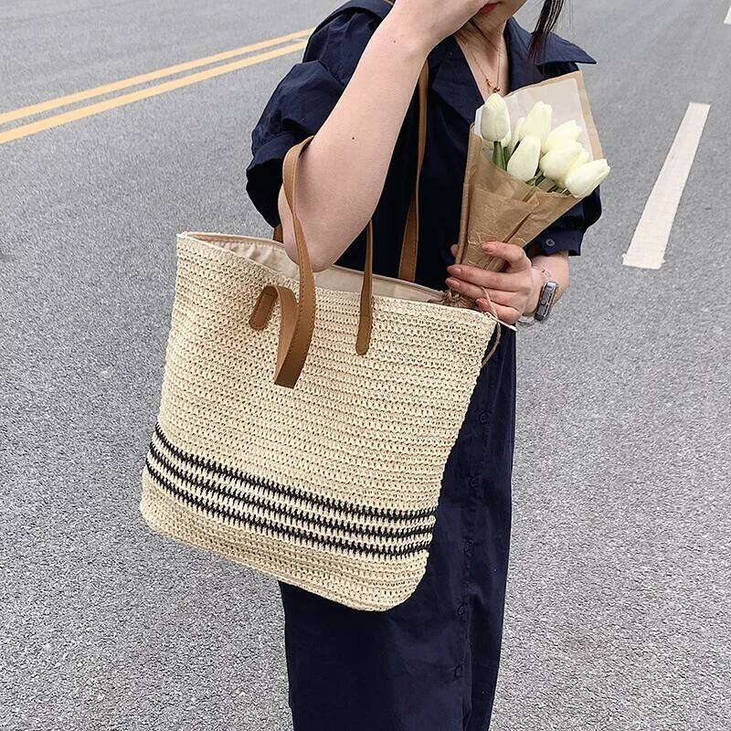 Vintage Straw Rattan Woven Handmade Summer Beach Bags Ladies Large Capacity Shoulder Bag Bohemia Travel Handbags Totes sac Z260207 - view 7