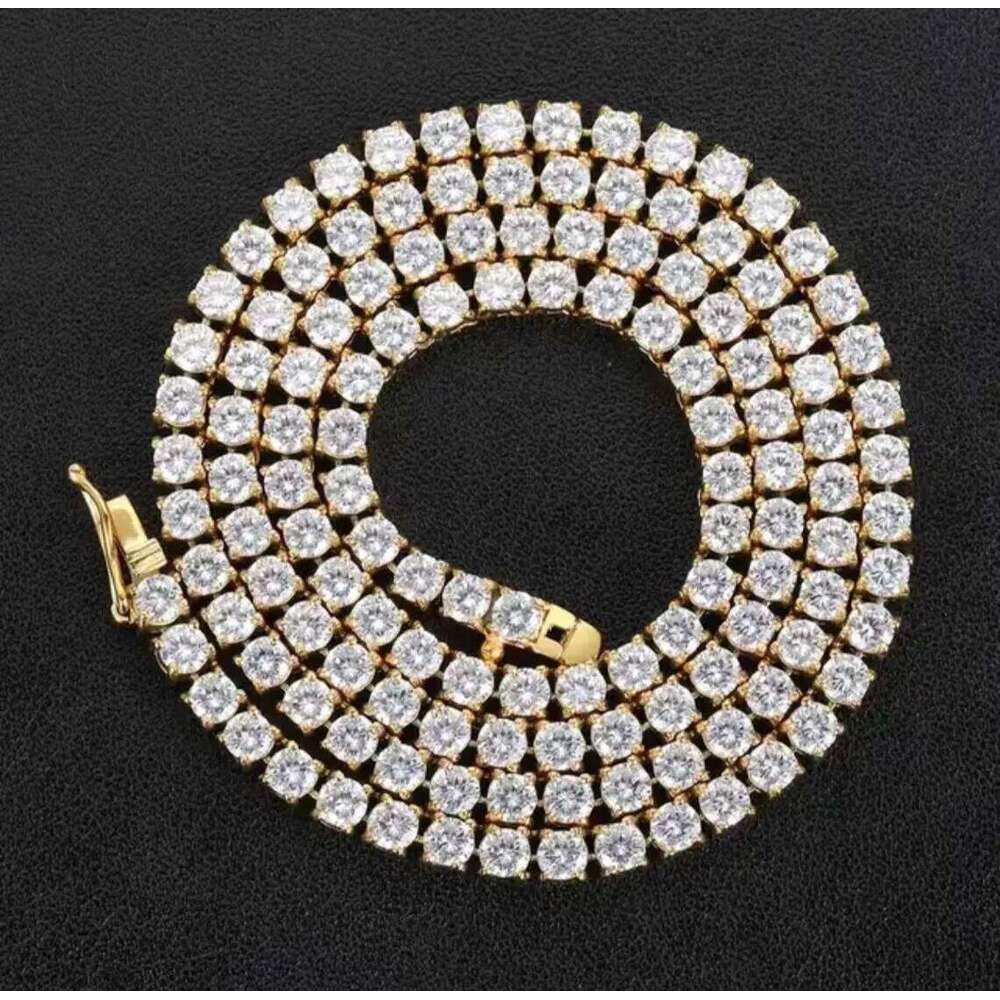 Factory Wholesale Vvs Iced Moissanite Diamond Sterling Silver Link Chain Tennis Necklace 6Mm-9Mm Custom Wedding