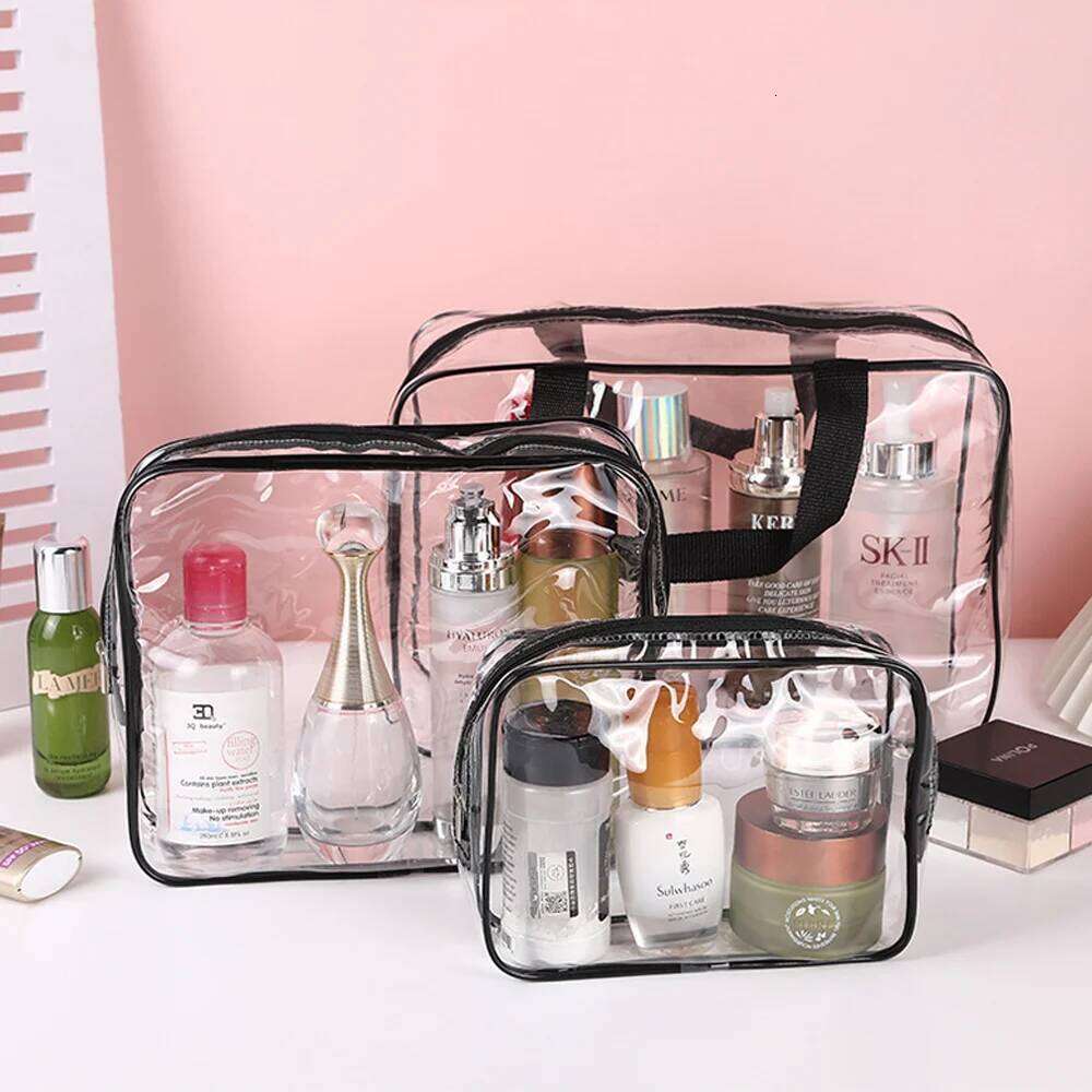 1-3pcs Portable Cosmetic Storage Transparent Waterproof Travel Wash Bathroom Bag Organizer Y260206