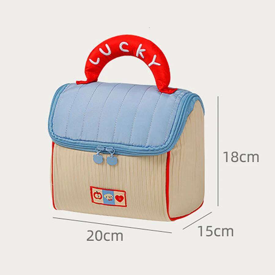 Cartoon pattern cute hut handbag girls large capacity cosmetic organizer portable handheld travel toiletry bag Y260206