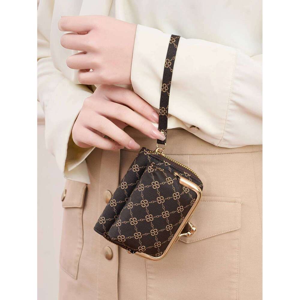 New Women's Fashion Wrist Strap Short Purse Retro Large Capacity Coin Clip Bag Multi-Slot Card Holder Wallet Y260206