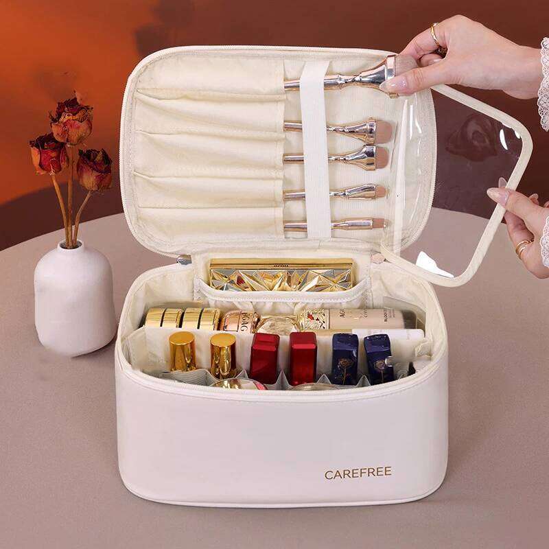 PU Large Capacity Tote Makeup Portable Travel Organizer Tolietry Cosmetic Coins Storage Bag Women Square Zipper Pouch Y260206