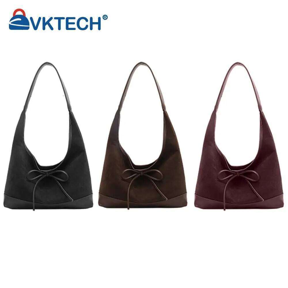 Bow Hobo Solid Colour Handbag Large Slouchy Shoulder Bag Lightweight for Women Travel Shopping Work Y260205