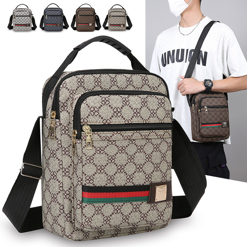 Men'S Bag New Large Capacity Shoulder Bag Leisure Business Slant Cross Bag Multi-Layer Fashion Single Backpack