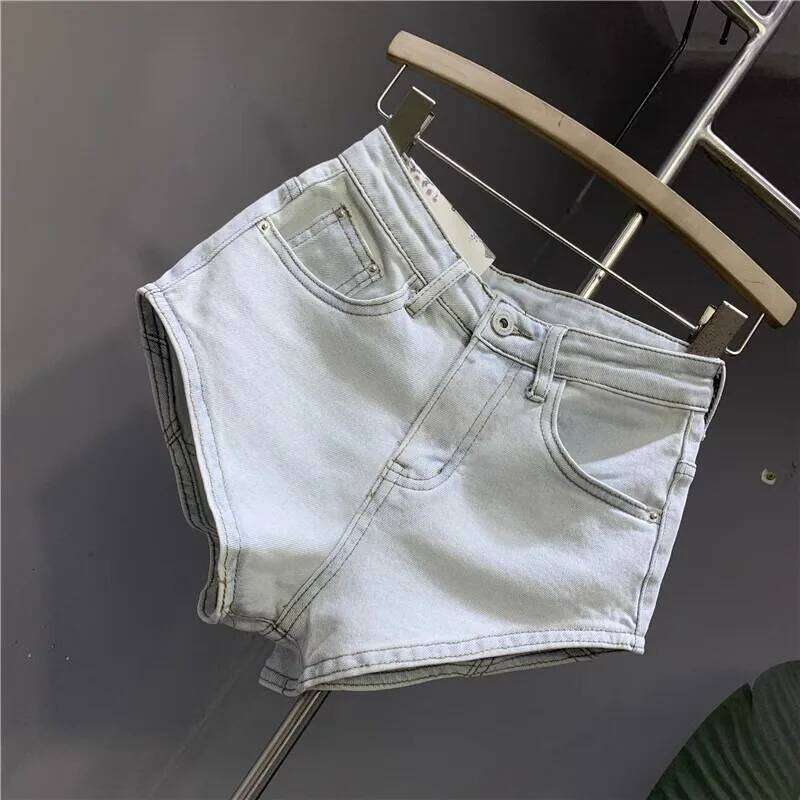 New Korean Women's Jeans Stretch Slim Cotton Denim Shorts A-line Hot Pants Women Clothing Sky Blue XJ260206