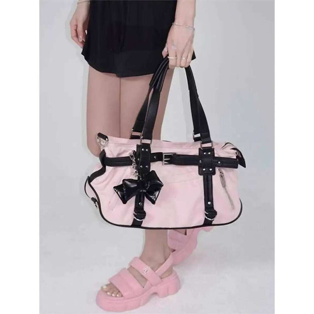 JIAERDI Bow Harajuku Leopard Print Y2k Shoulder Bags Women Hot Girls Nylon Cute Handbag Lady Vintage Tote Underarm Bag Aesthetic Y260205