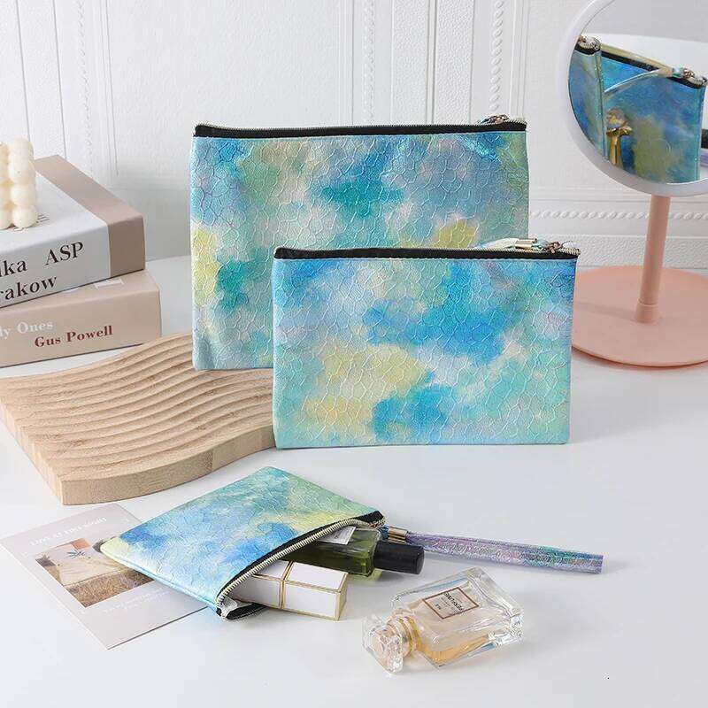 Colorful laser waterproof PU gradient cosmetic New minimalist wash Fashionable portable multifunctional makeup bag Y260206
