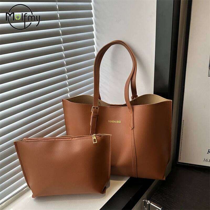 Large Capacity Women's Bag Soft Leather Tote Bags Casual Versatile Single Shoulder Handbag Mommy Handbags 2025 Autumn and Winter Z260207 - view 4