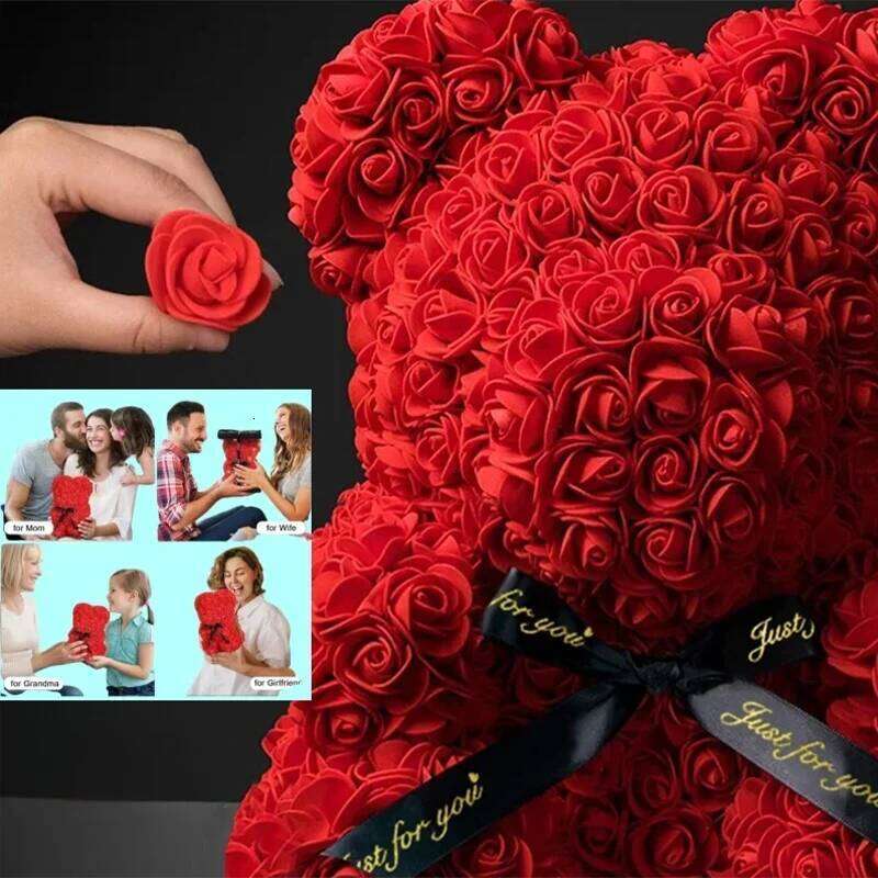 Eternal Rose Bear Artificial Flower Valentine's Romantic Box Girlfriend Mother's Day Creative Anniversary Wedding Gift S260204