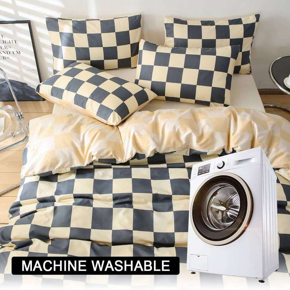 3pcs Checkered Pattern Print Set, Soft Skin-Friendly Bedding Set Includes 1 Duvet Cover And 2 Pillowcases XJ260206
