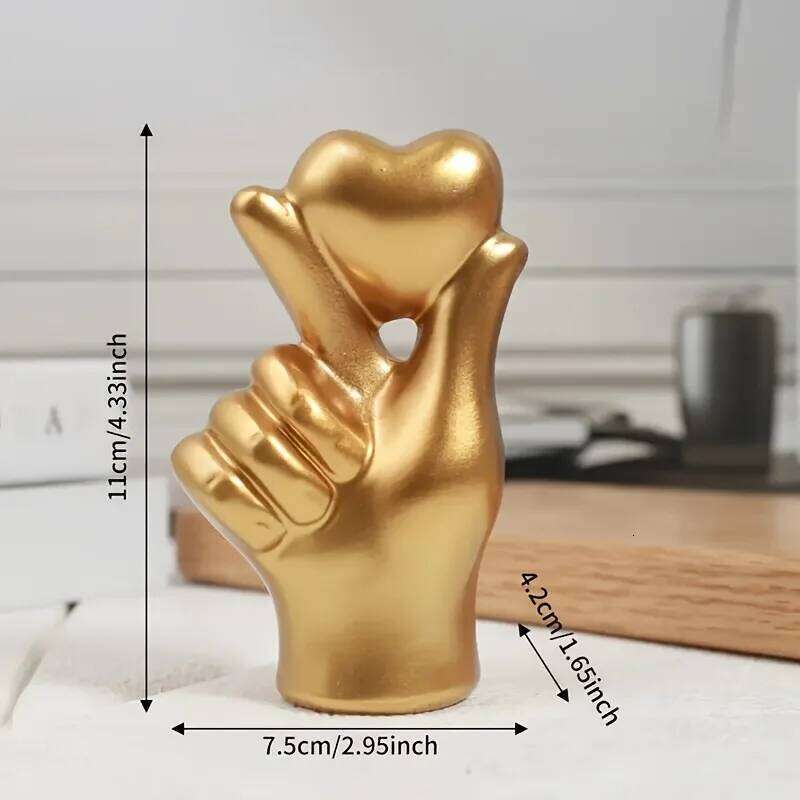 1pcs Modern Minimalist Hand Gesture Resin Figurine Living Room Home Decor Valentine's Day Ambience Ornament Festive Gift S260204