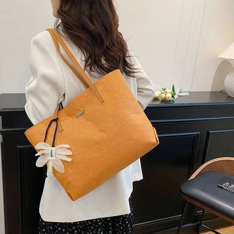 Versatile Women Pu Leather Shoulder Bags Large Capacity Ladies Office Tote Bag Solid Color Simple Female Bucket Handbags Purse Y260205
