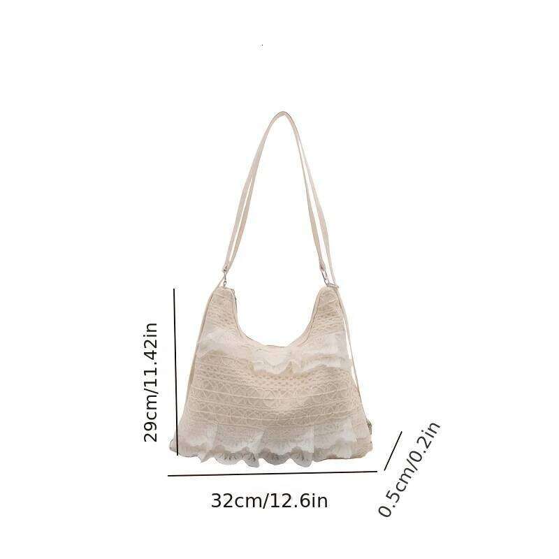 Off white crossbody new tote casual vacation lace mesh armpit bag, women's backpack, shoulder bag Z260207 - view 3