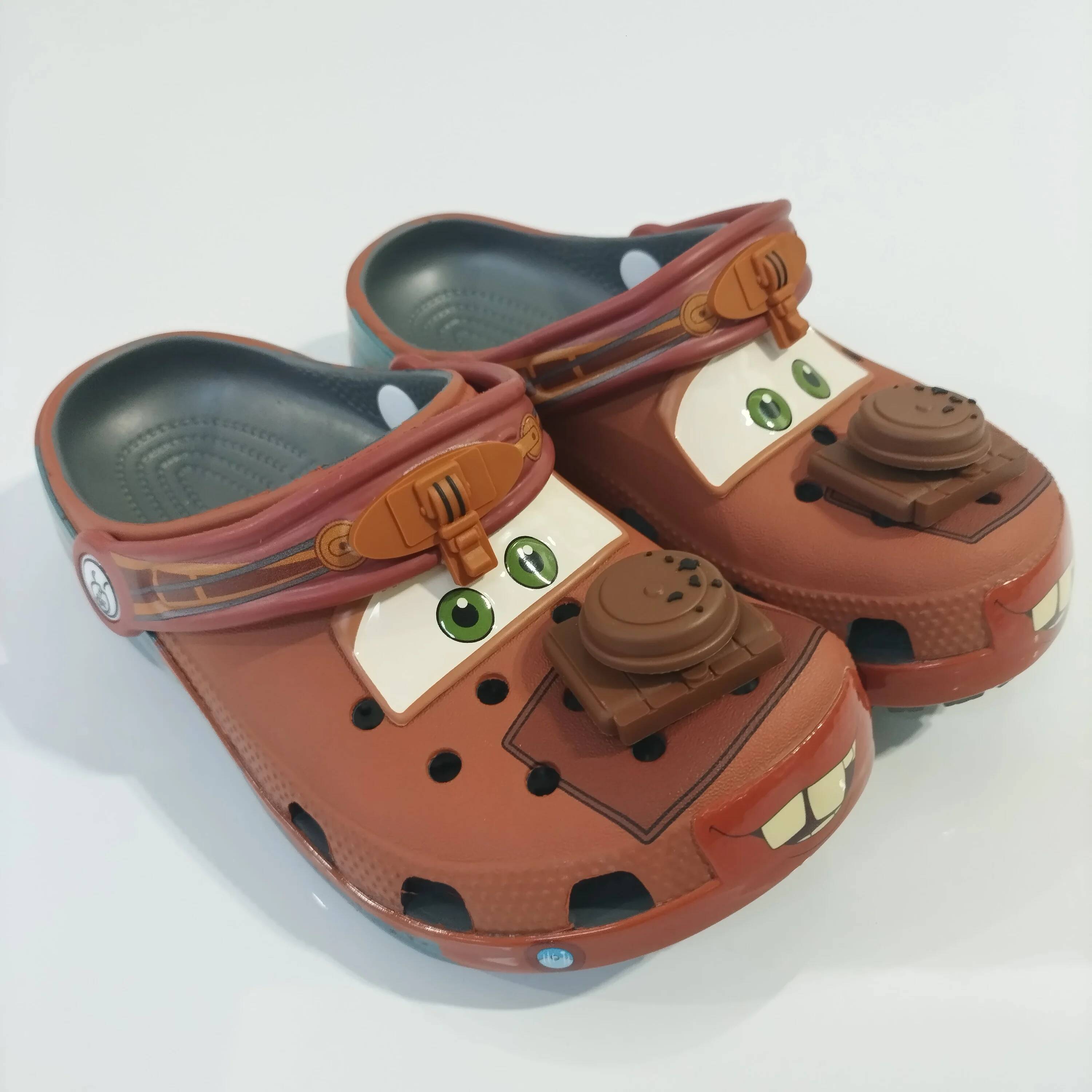 Disney Designer Disney Mcqueens Pixar Cartoon Solid Waterproof Slippers Hole Sandals Outdoor Sand Sandals Casual Breathable EVA Adult Shoes Gift Luxur