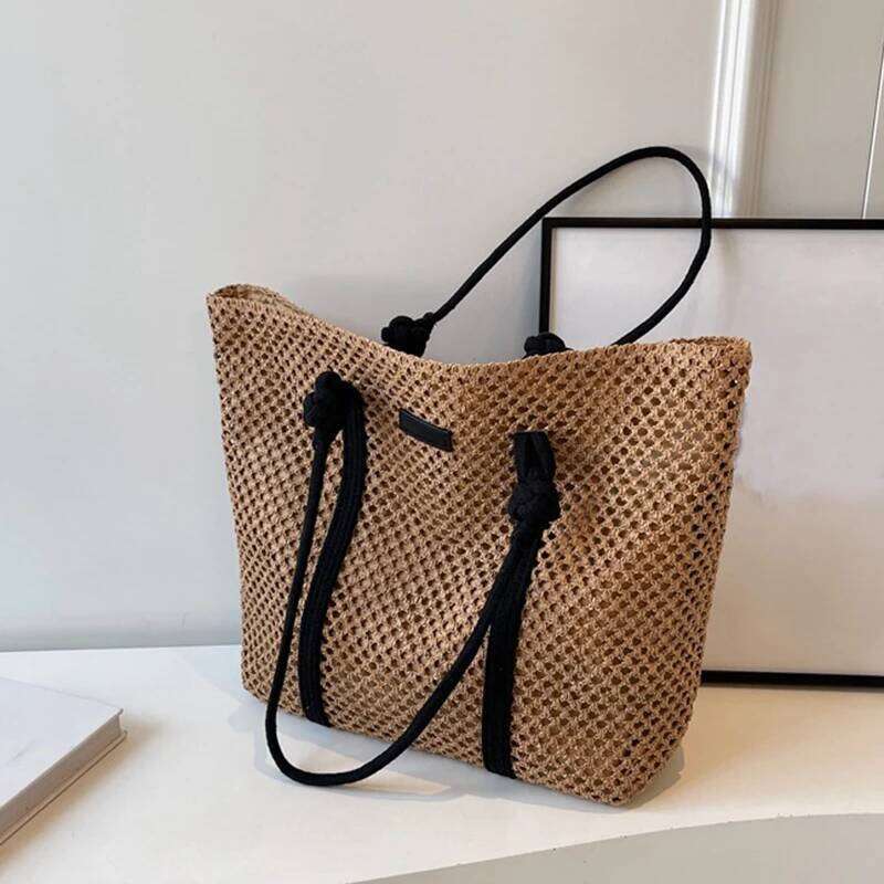 Summer Big Straw For Women Large Capacity Woven Handbag Travel Holiday Beach Casual Shopper Tote Bag Purse bolsa Y260204