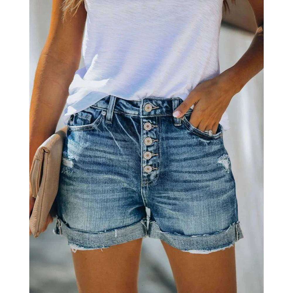High Waist Crimping Women Short Jeans Summer Fashion sexy Ripped New Casual Push Up Vintage Denim Shorts Streetwear XJ260206