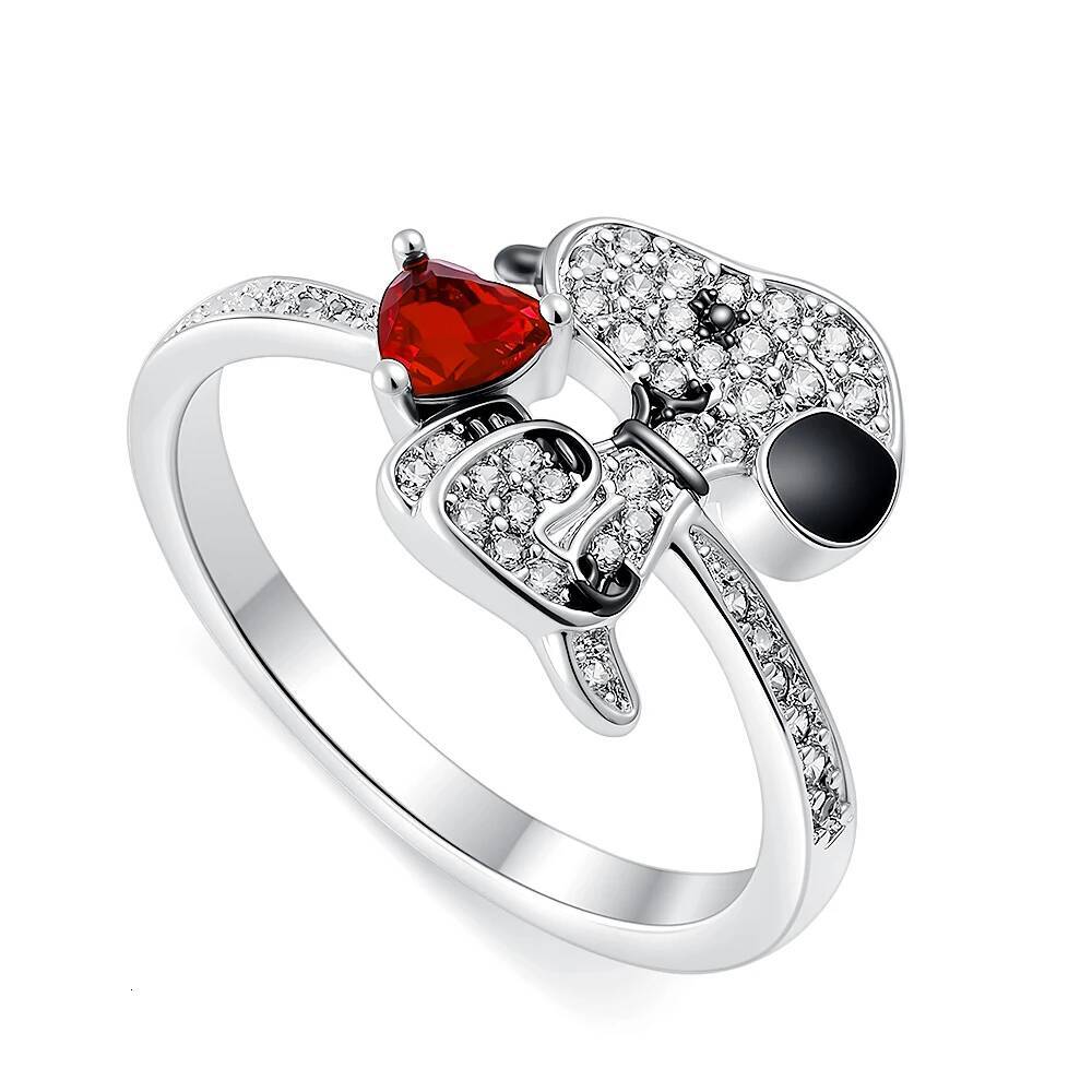 Original 925 Sterling Silver Miniso Disney Snoopy Crown Rings Sparking Zirconium Unique Anniversary Jewelry Gifts