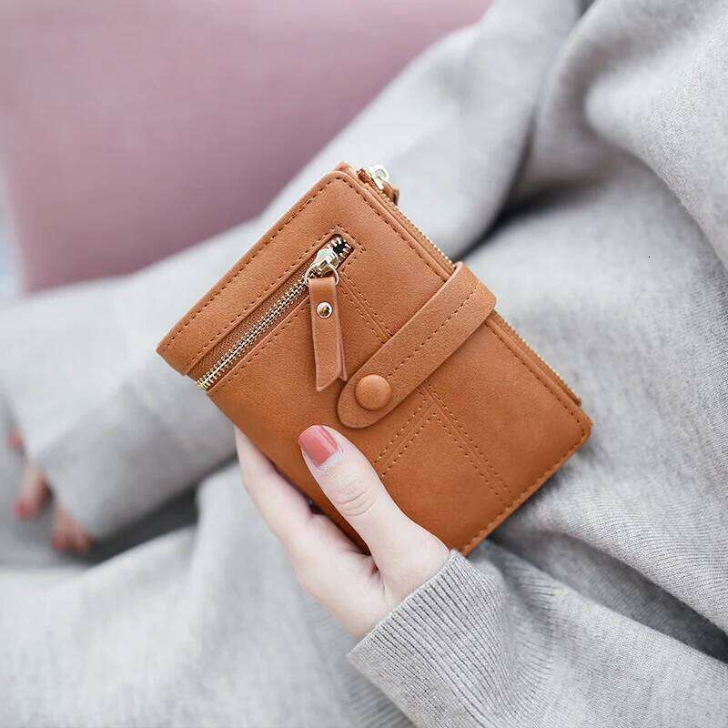 Explosive women's short purse Japan and South Korea small fresh simple everything buckle folding can expand high texture PU leat Y260206