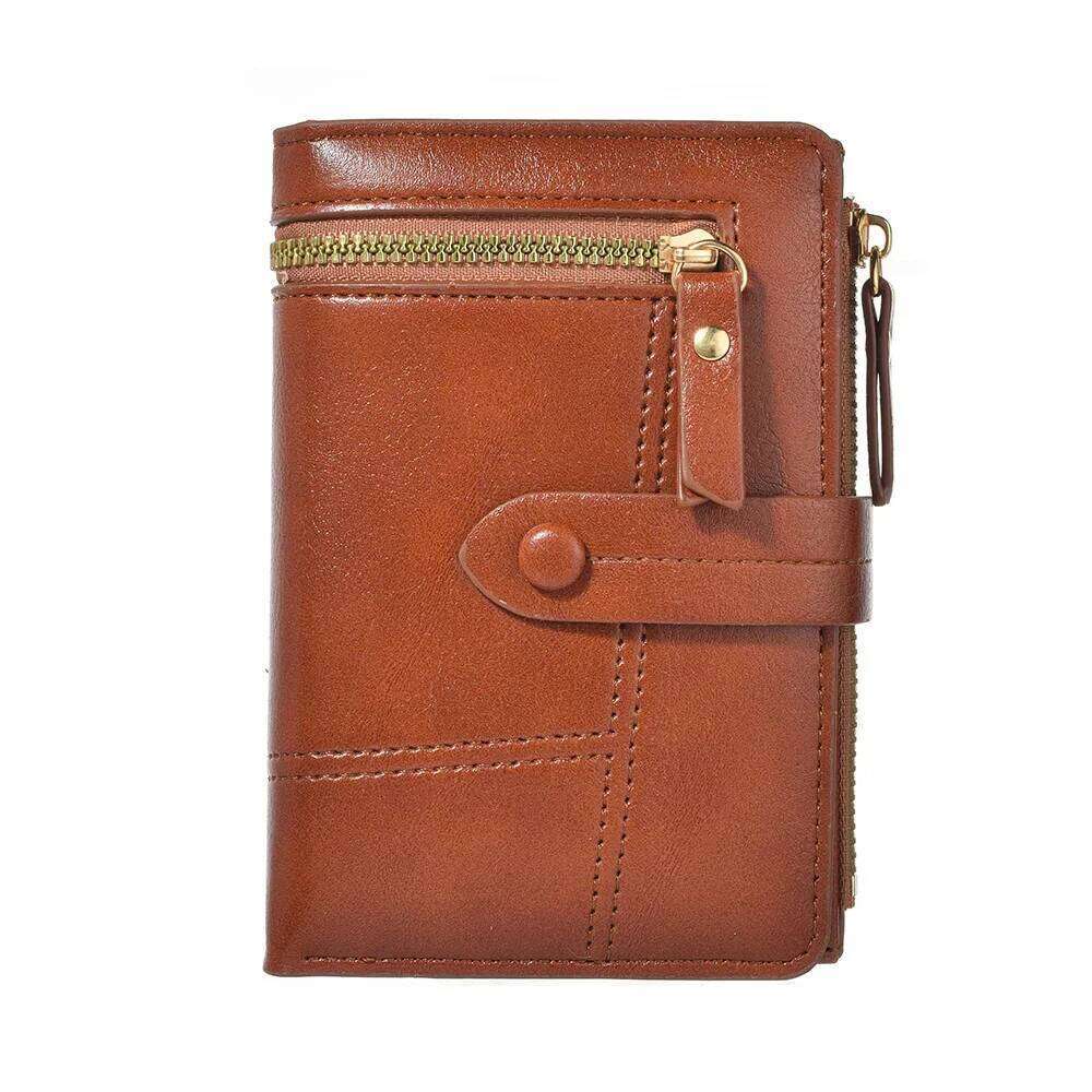 New Ladies Europe and America High Quality PU Leather Short Folding Purse Vertical Double Zipper Fashion Women's Wallet Y260206