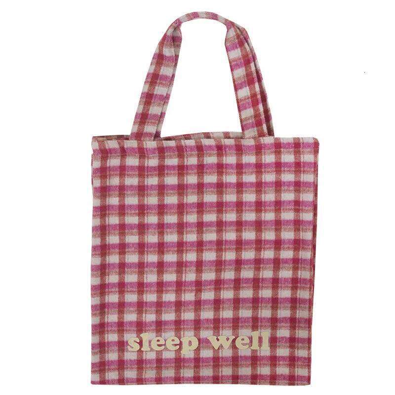 Student Girl Chic Checkered Shoulder Simplicity Fashion Plaid Women Tote Large Capacity Portable Travel Storage Bag Y260205