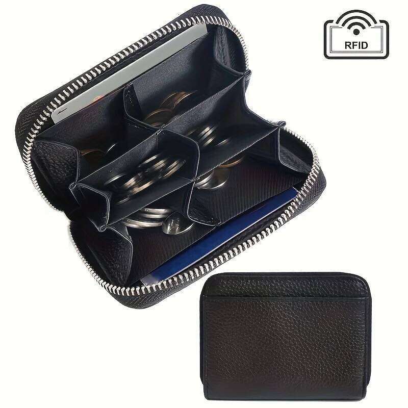 Genuine Leather Women's Mini Compact Short Coin Purse with Lychee Grain Multipurpose Small Wallet for Daily Use Travel Y260206