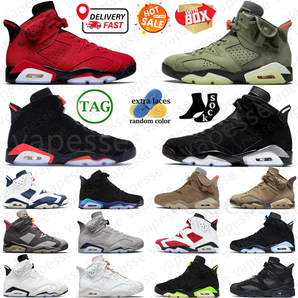 basketball shoes sneakers 6 6s Carmin UNC White Khaki Yellow Ochre Georgetown men women sneakers