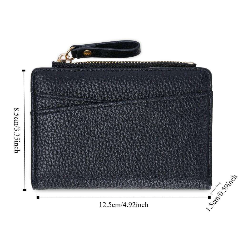 PU Leather Lichee Pattern Short Wallets Korean Style Multifunctional Clutch Coin Purse Portable Change Bag Women Y260206