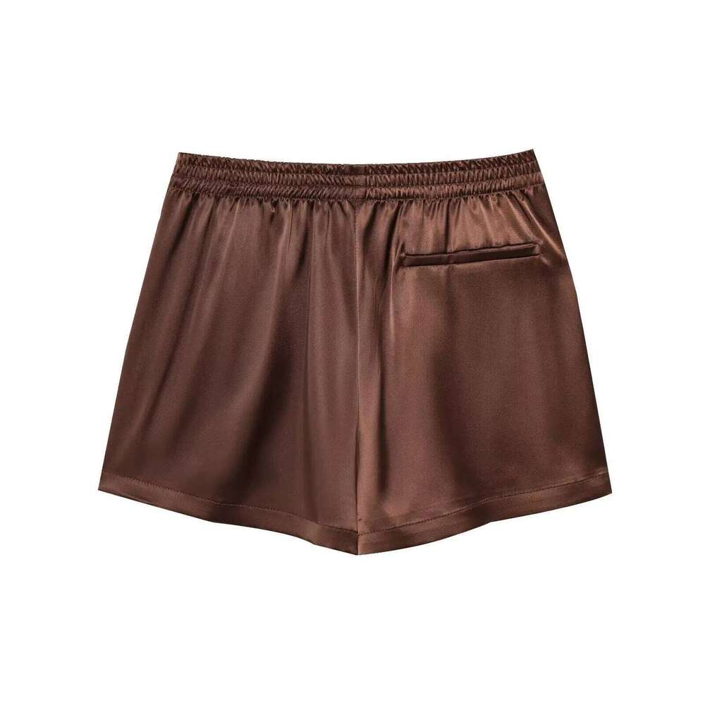 Women New Summer Silk Lace Panties Imitation Ruffle Bloomers Anti Exposure Pants Lolita Satin Knickers Shorts Dress XJ260206