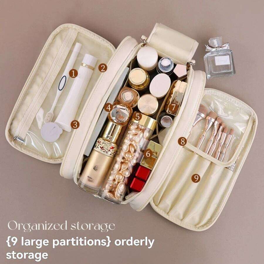 Multi Functional Large Capacity PU Makeup Bag Partitioned Deauty Storage Portable Business Travel Toiletries Organizer Bags Y260206