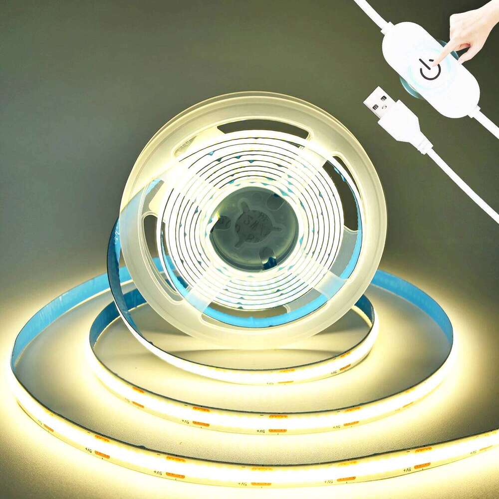 5V COB LED Strip Touch Dimmer USB Plug 320LEDs/m High Density Flexible Tape 3000K 4000K 6500K Led Lights Indoor Lighting Z260206