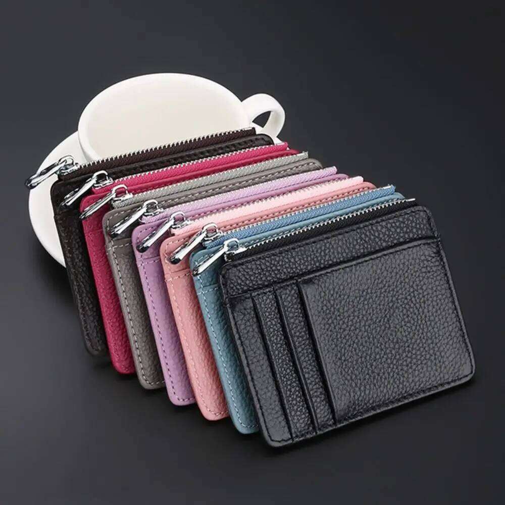 Genuine Leather ID Holder Candy Color Bank Credit Box Multi Slot Slim Case Wallet Women Men Business Card Cover Y260206