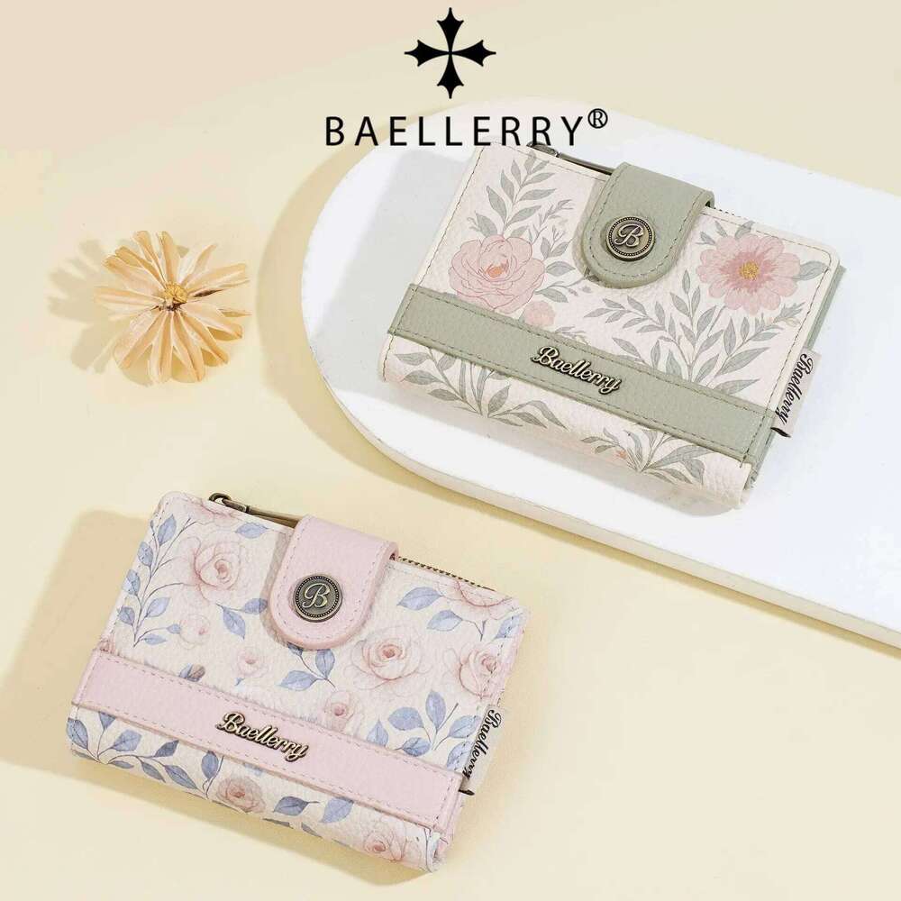 Baellerry New Fashion Women Wallets Floral Print Card & ID Holders Zipper Coin Purses High Quality Small Wallet For Girls Y260206