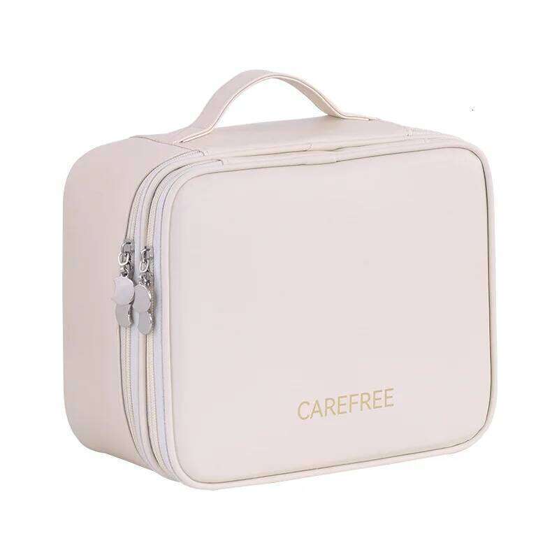 New Double-Layer Four-Zone PU Large Cosmetic Bag for Women, Portable, High-End, Large-Capacity Makeup Organizer Box Y260206