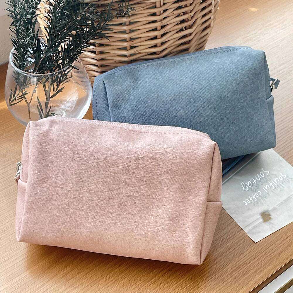 Pu Leather Women Simple Waterproof Cosmetic Portable Toiletry Makeup Lipsticks Storage Pouch Handbag Ladies Wash Bag Y260206