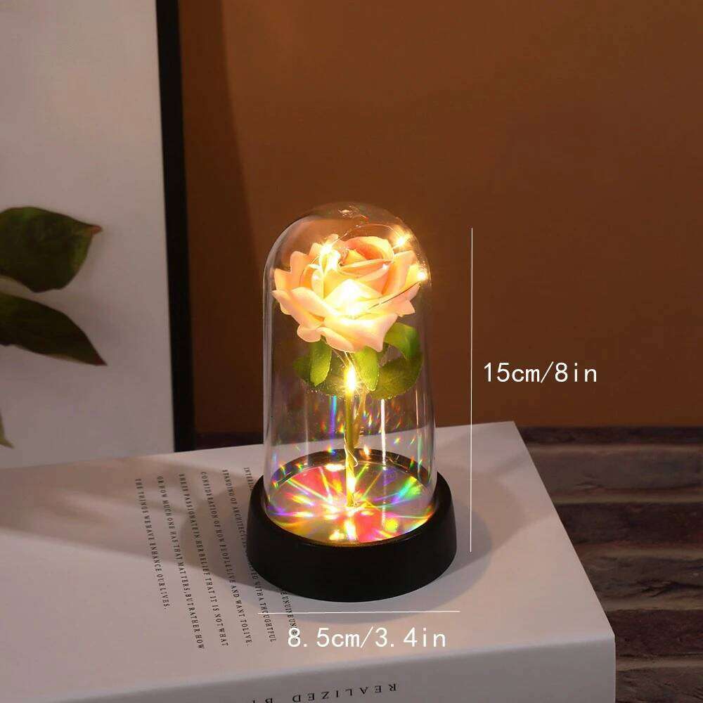 Wedding Birthday Valentine Day Gift Eternal Rose Flower Colorful Luminous Ornament For Women Mom Girlfriend Wife Home Decoration S260204 1c4