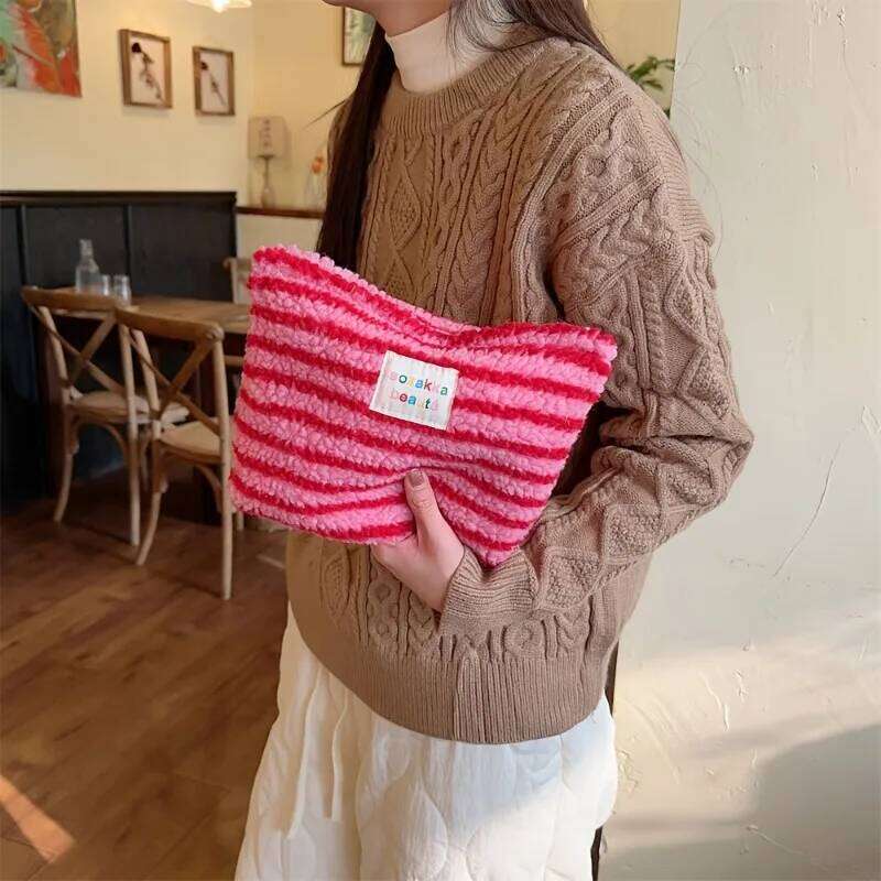 horizontal stripes Color wave makeup Bag, Small Bag Storage Case,Travelling Bags for Ladies,Large Capacity Makeup Brushes Y260206