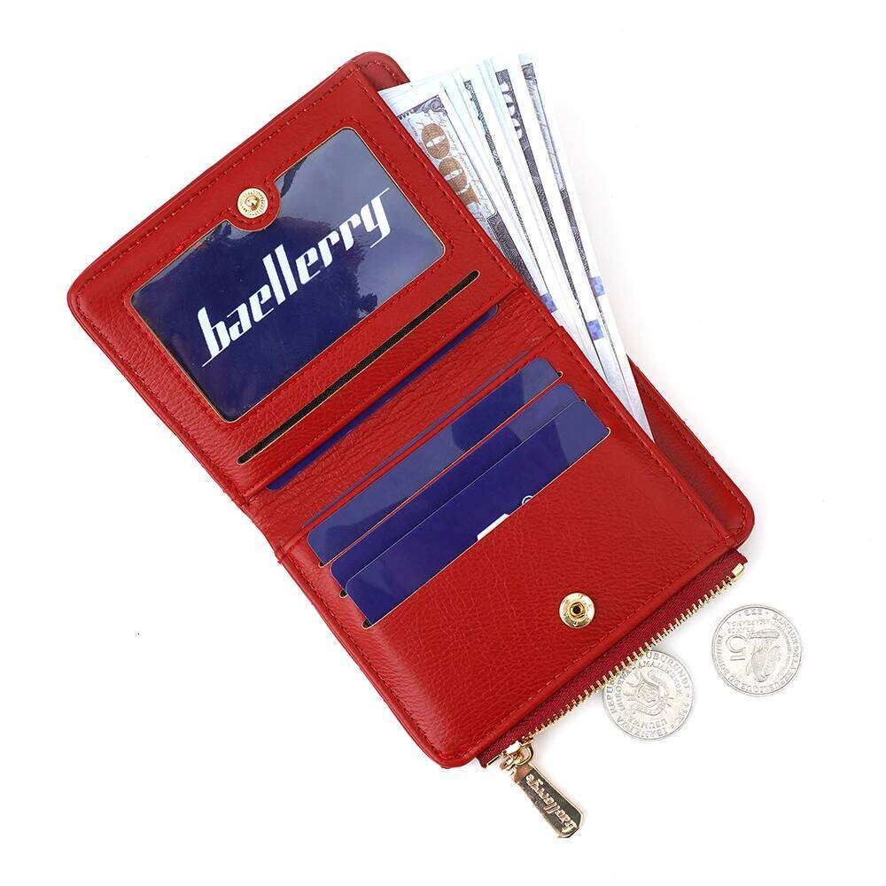 Small Women's Wallets Fashion Compact Bifold Wallet Designer PU Leather Slim Minimalist Credit Card Holder Coin Purse Y260206