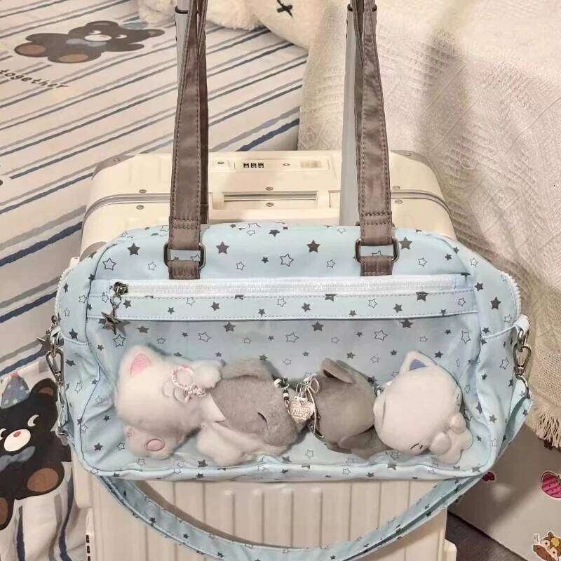 Transparent Jk Girls Kawaii Women's Handbags Casual All Match Star Print Underarm Bag Y2k Aesthetic Fashion Shoulder Bags Trendy Y260205