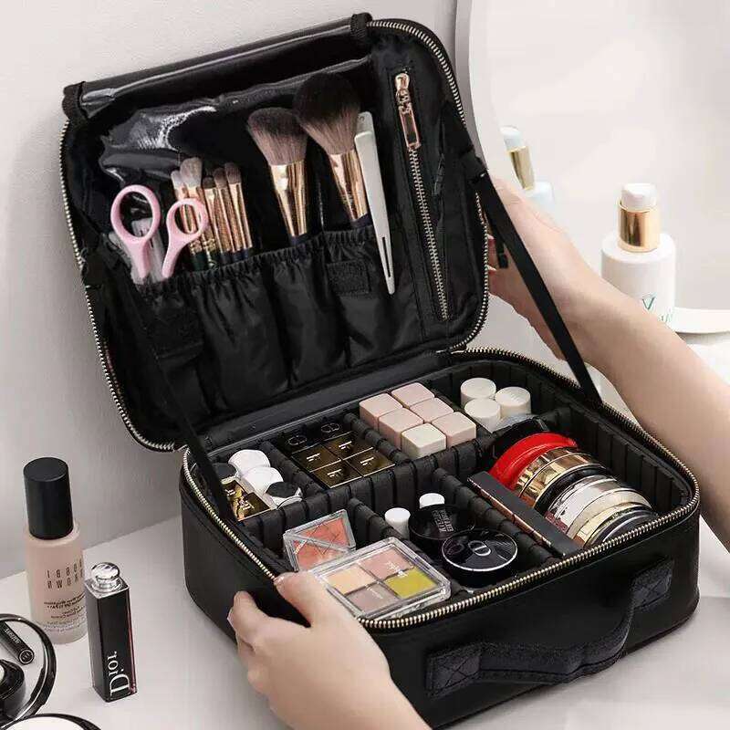 Professional Bag for Women PU Leather Cosmetic Bags Waterproof Manicure Toolbox Artist Travel Makeup Case Y260206