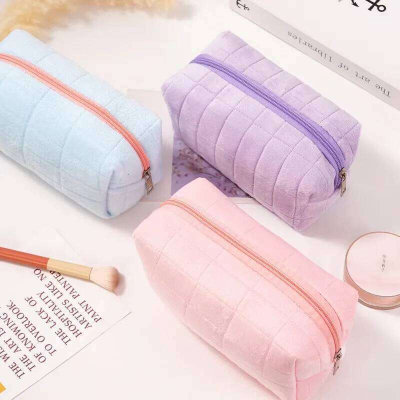 1 Pcs Suede Cosmetic Large Storage Bags, Travel, Business Trip, Portable High-value Makeup Pouch Organizer Bags Y260206