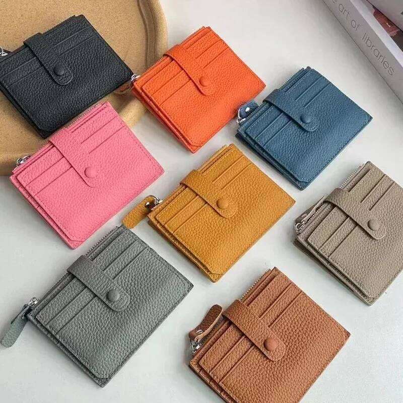 Genuine Wallet For Women New Lady Zipper Purse Leather Buckle multi-card Position Card Holder Bag Y260206